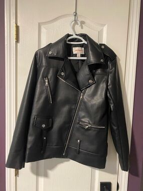 Joe Fresh Black Faux Leather Biker Jacket